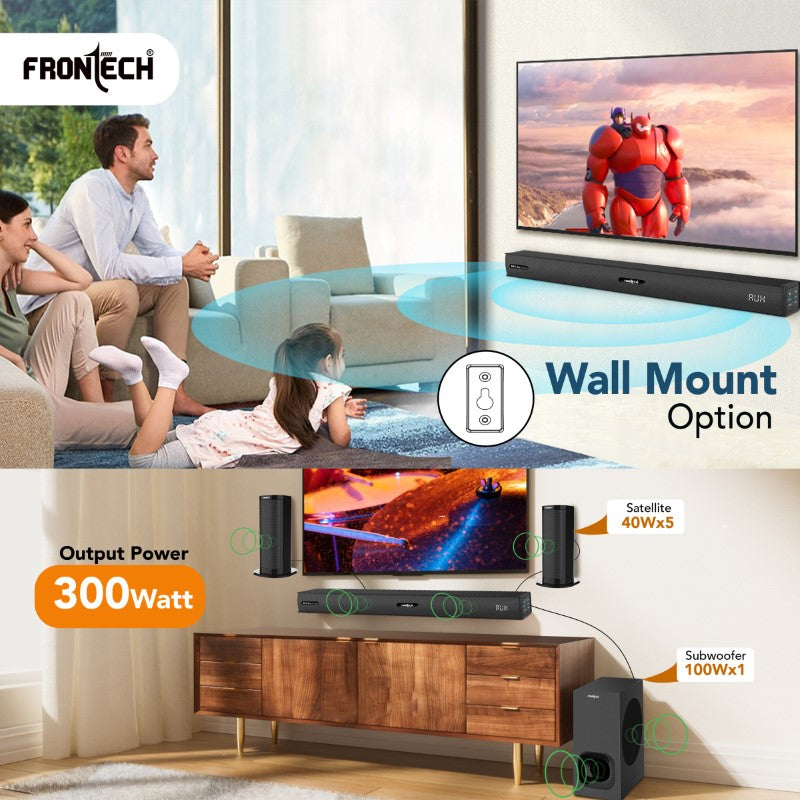 Frontech Arena 300W Dolby Digital Soundbar | Wired Subwoofer, 5.1 Channel (SW-0261) Frontech Arena 300W Dolby Digital Soundbar | Wired Subwoofer, 5.1 Channel (SW-0261)
